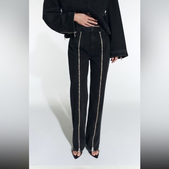ZARA NEW WOMAN SS23 BLACK ZW THE FULL LENGTH JEANS REF:9632/057/075/17 - Picture 3 of 10